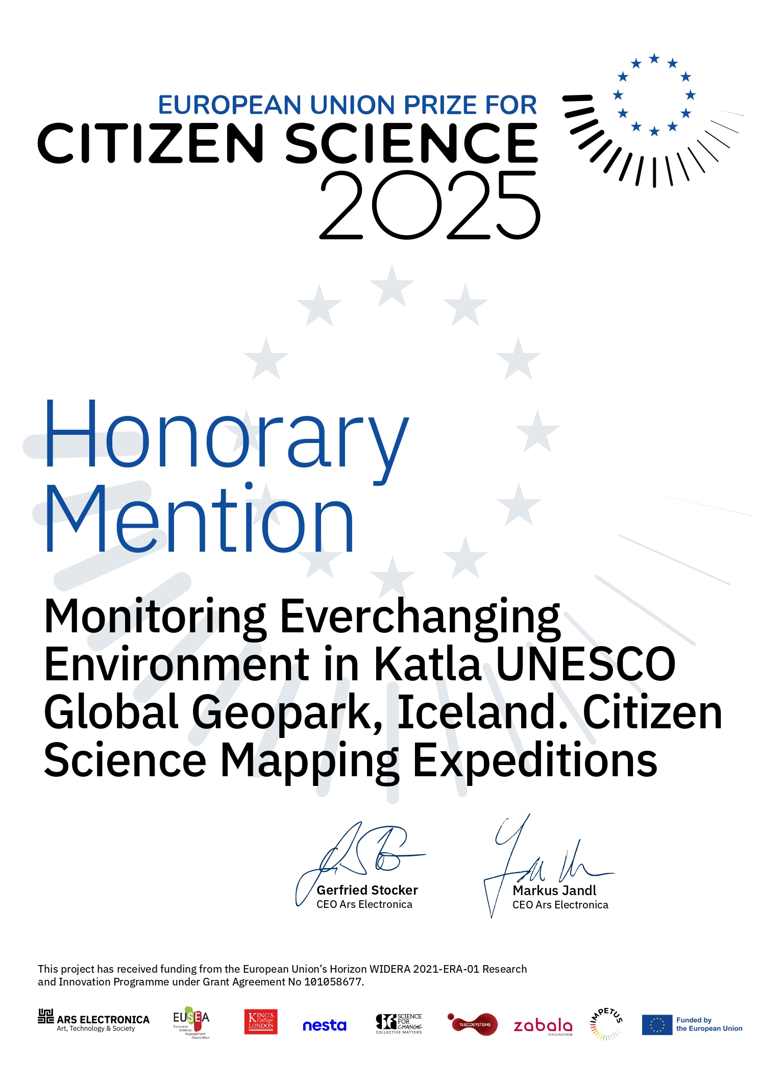 Citizen Science Award to Katla Geopark