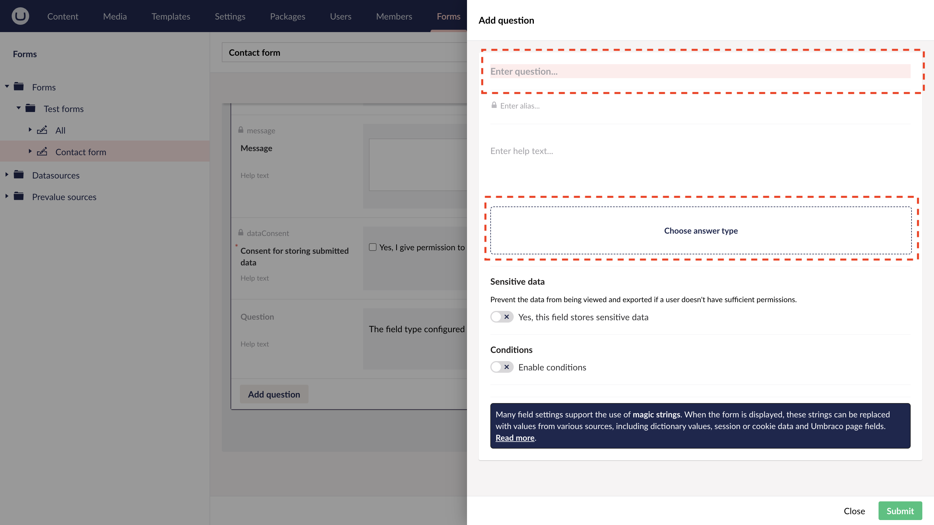 Add new answer type to Umbraco Forms with uSkinned.