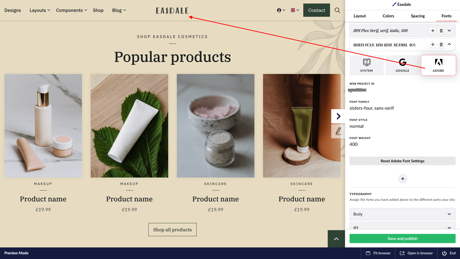 Adobe fonts out of the box with Umbraco + uSkinned.