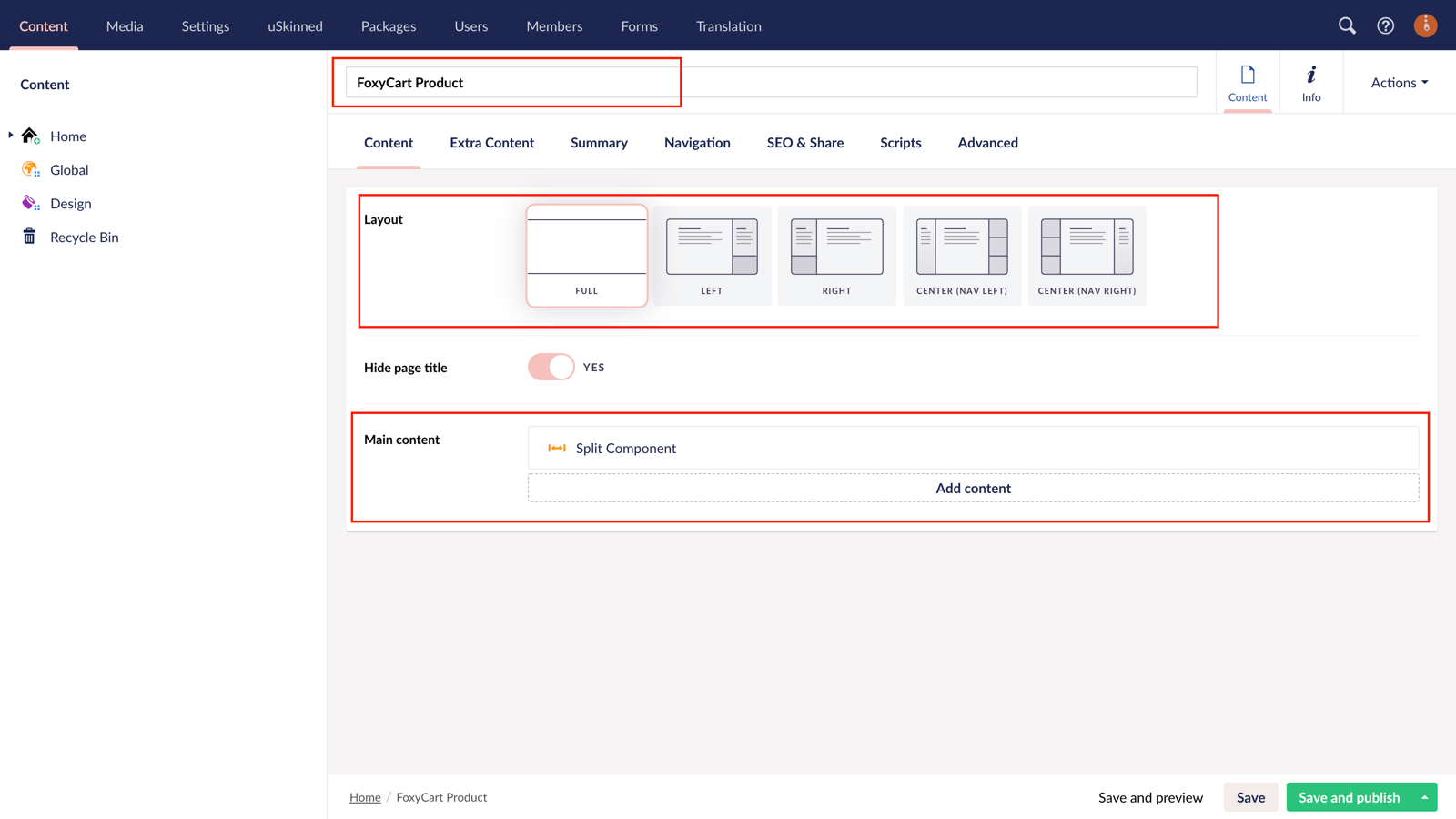 Create a Foxy.io product page in uSkinned for Umbraco.